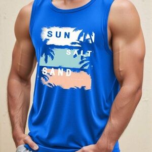 Manfinity Men's Lightweight Knitted, Surf Pattern, Hawaiian Palm Tree Tank Top